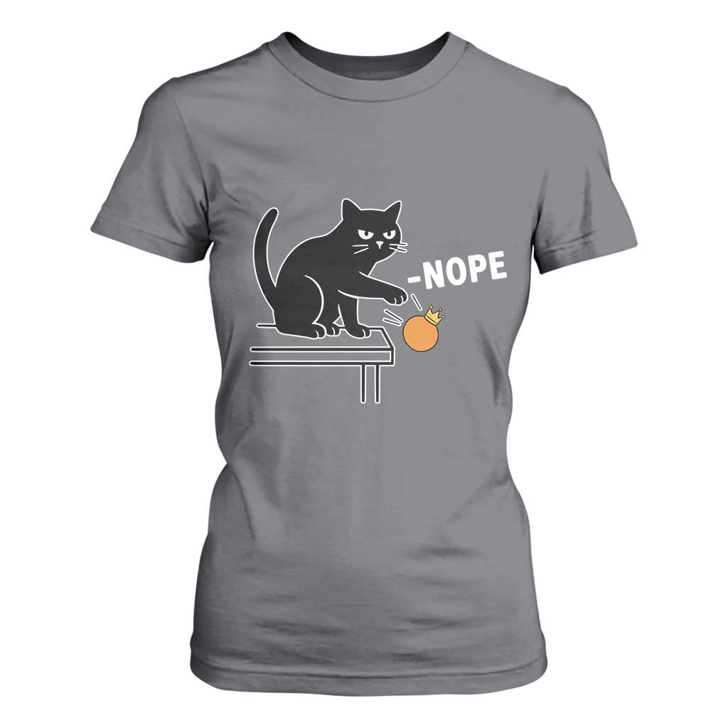 No Kings Protest T Shirt For Women Funny Cat Kicking Crown TS14 Charcoal Print Your Wear