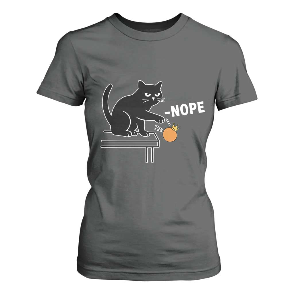 No Kings Protest T Shirt For Women Funny Cat Kicking Crown TS14 Dark Heather Print Your Wear