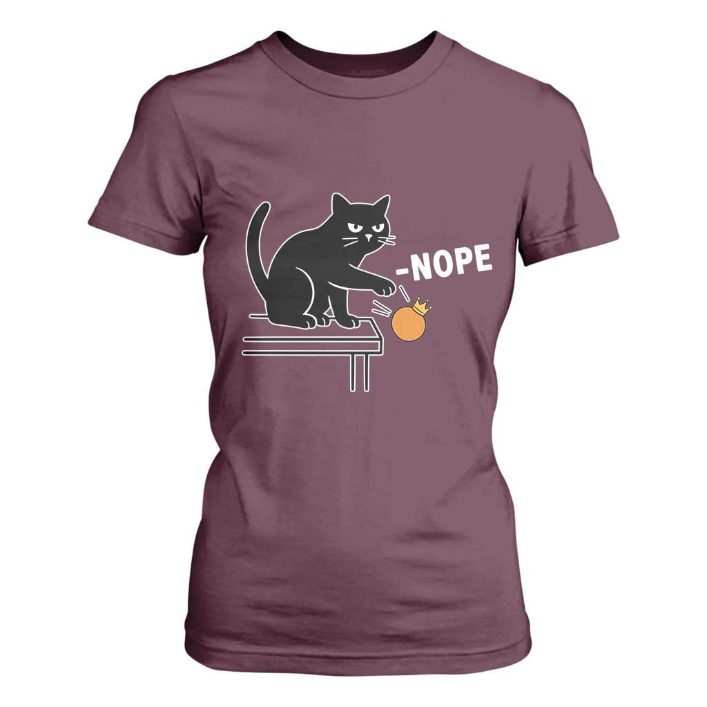 No Kings Protest T Shirt For Women Funny Cat Kicking Crown TS14 Maroon Print Your Wear