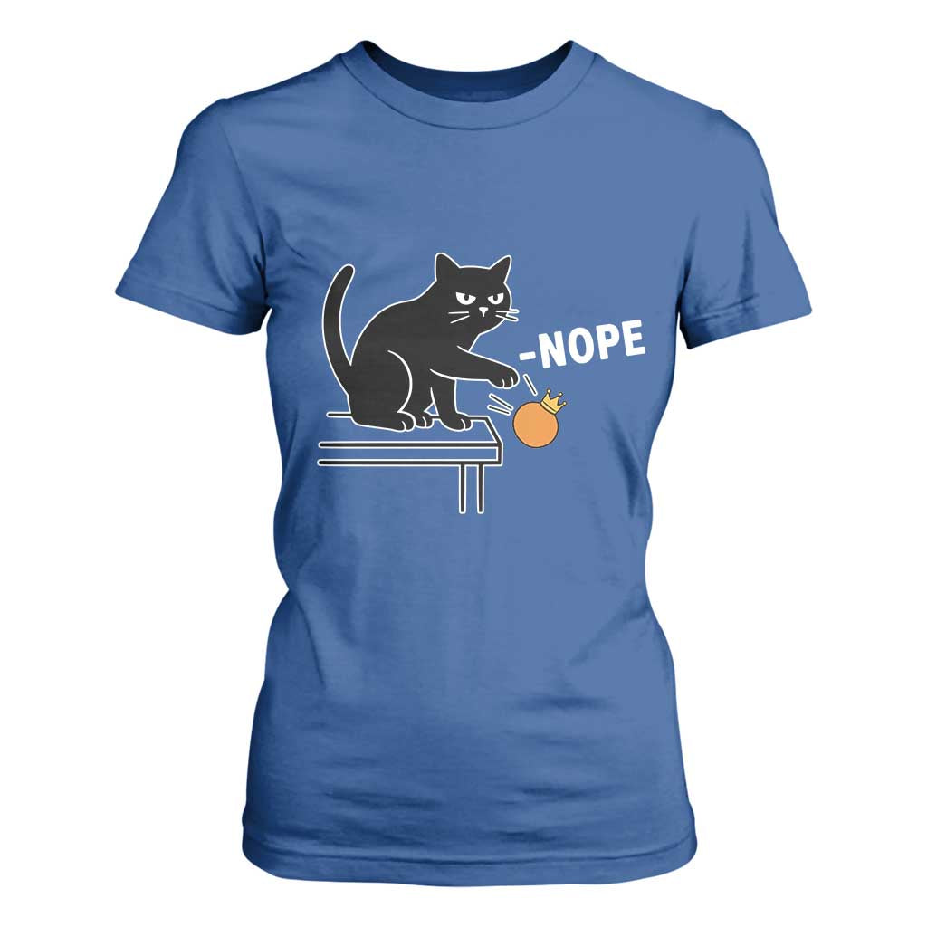 No Kings Protest T Shirt For Women Funny Cat Kicking Crown TS14 Royal Blue Print Your Wear