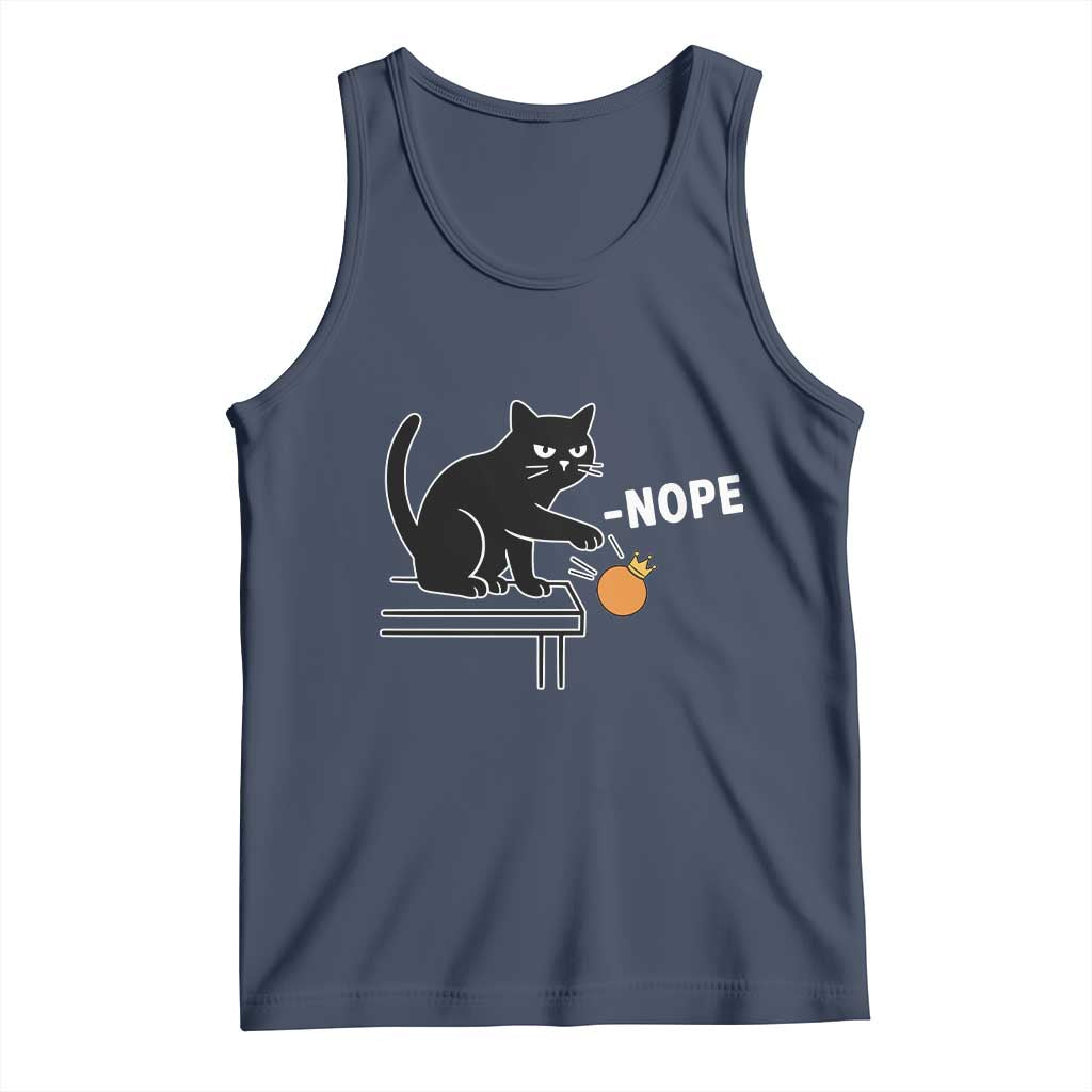 No Kings Protest Tank Top Funny Cat Kicking Crown TS14 Navy Print Your Wear