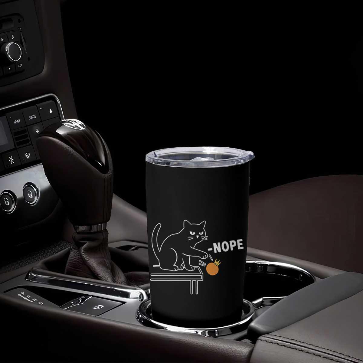 No Kings Protest Tumbler Cup Funny Cat Kicking Crown TS14 Print Your Wear