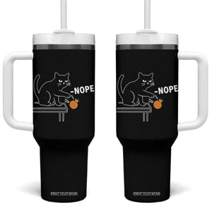 No Kings Protest Tumbler With Handle Funny Cat Kicking Crown TS14 One Size: 40 oz Black Print Your Wear