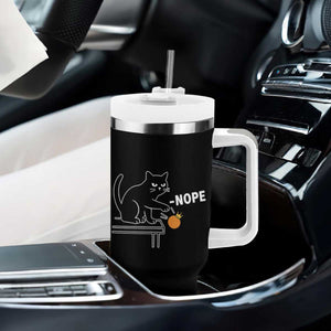 No Kings Protest Tumbler With Handle Funny Cat Kicking Crown TS14 Print Your Wear