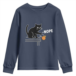 No Kings Protest Youth Sweatshirt Funny Cat Kicking Crown TS14 Navy Print Your Wear