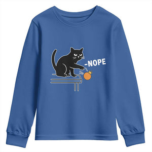 No Kings Protest Youth Sweatshirt Funny Cat Kicking Crown TS14 Royal Blue Print Your Wear
