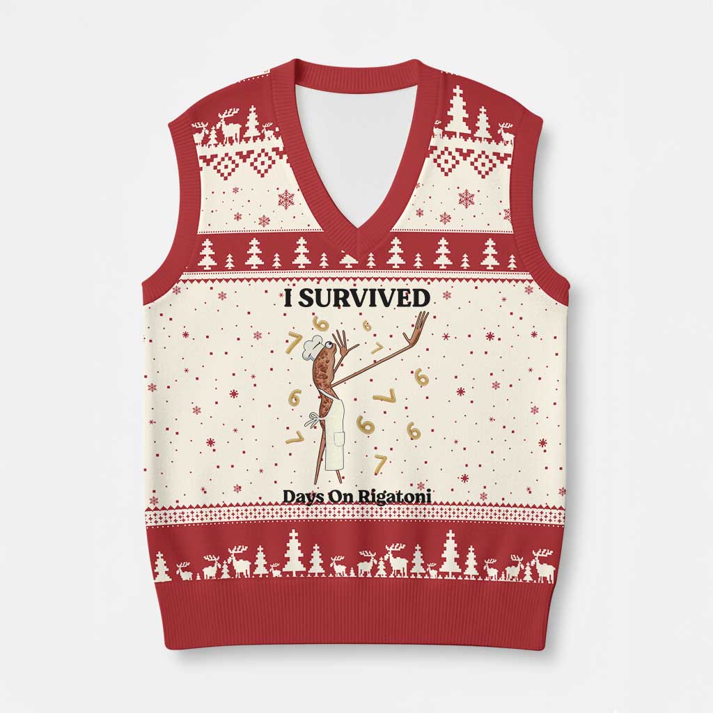 Marcus The Worm Meme V-Neck Knit Sweater Vest Funny 67 Six Seven Brain Rot TS14 Beige Red Print Your Wear