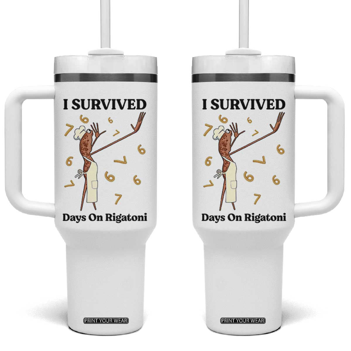 Marcus The Worm Meme Tumbler With Handle Funny 67 Six Seven Brain Rot TS14 One Size: 40 oz White Print Your Wear