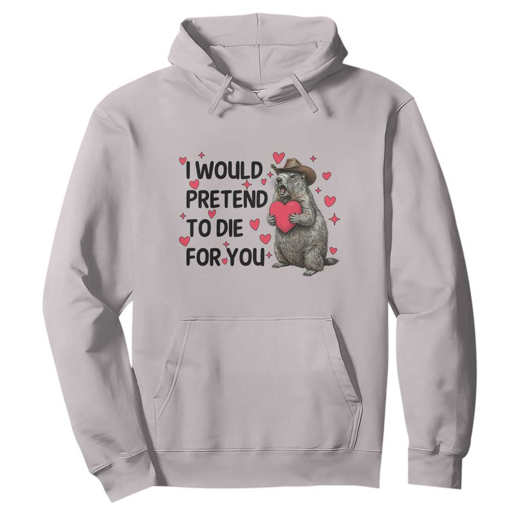 Funny Groundhog Valentines Hoodie I Would Pretend To Die For You TS14 Ice Gray Print Your Wear