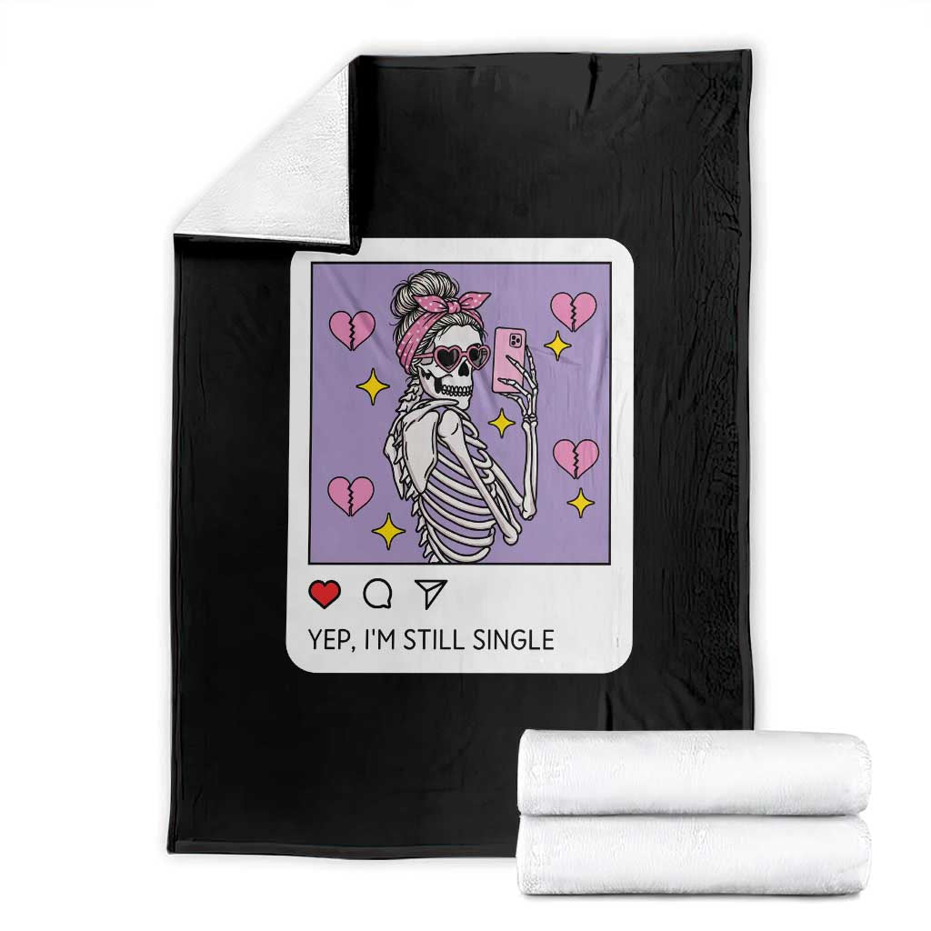 Anti Valentine Throw Blanket Funny Skeleton Selfie Meme - Print Your Wear