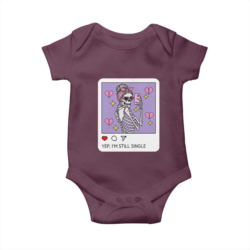 Anti Valentine Baby Onesie Funny Skeleton Selfie Meme TS14 Maroon Print Your Wear