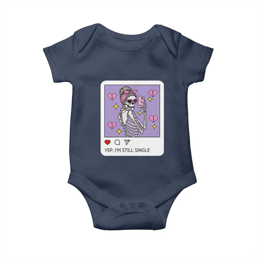 Anti Valentine Baby Onesie Funny Skeleton Selfie Meme TS14 Navy Print Your Wear