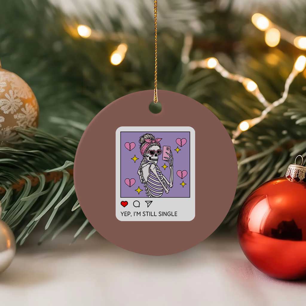 Anti Valentine Ceramic Ornament Funny Skeleton Selfie Meme TS14 1pc Mocha Print Your Wear