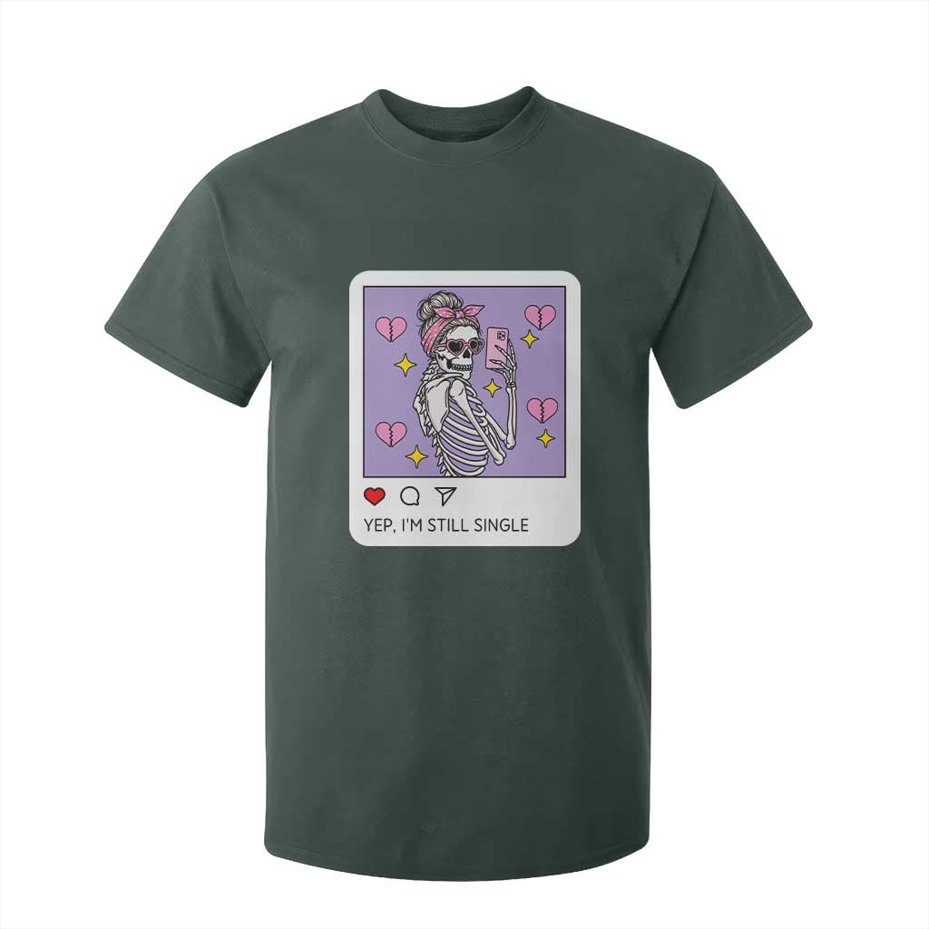 Anti Valentine T Shirt For Kid Funny Skeleton Selfie Meme TS14 Dark Forest Green Print Your Wear