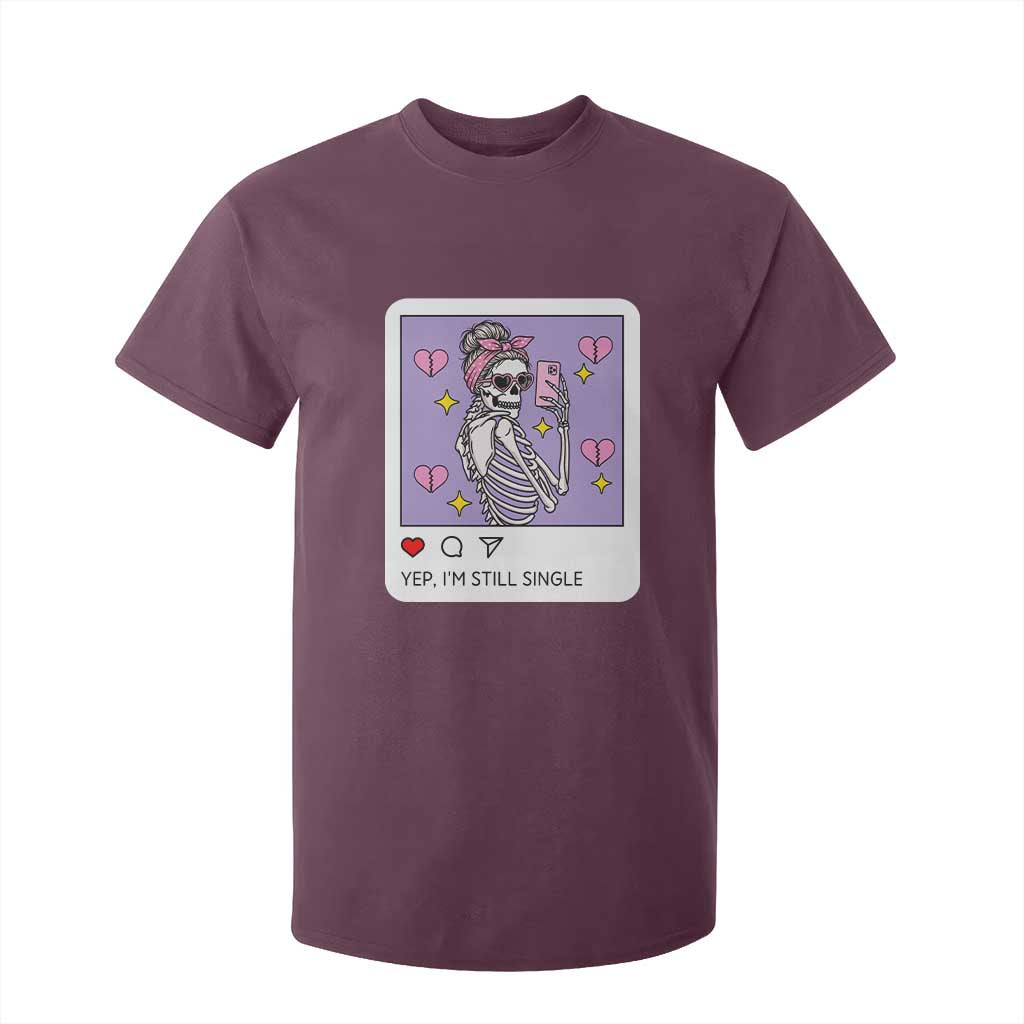 Anti Valentine T Shirt For Kid Funny Skeleton Selfie Meme TS14 Maroon Print Your Wear