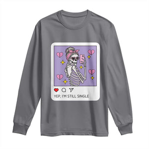 Anti Valentine Long Sleeve Shirt Funny Skeleton Selfie Meme TS14 Charcoal Print Your Wear