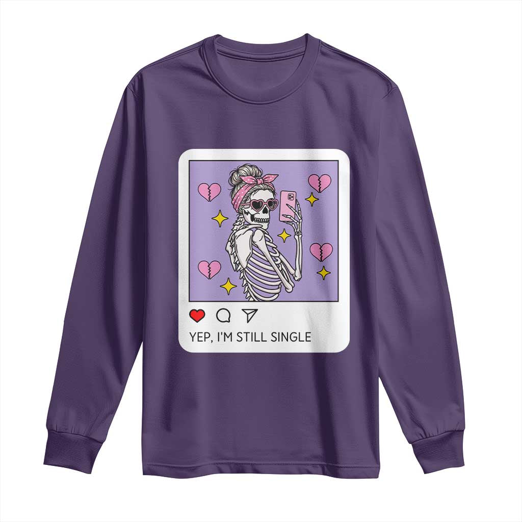 Anti Valentine Long Sleeve Shirt Funny Skeleton Selfie Meme TS14 Purple Print Your Wear