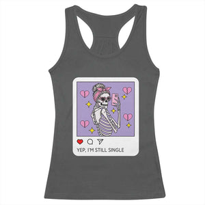 Anti Valentine Racerback Tank Top Funny Skeleton Selfie Meme TS14 Dark Heather Print Your Wear