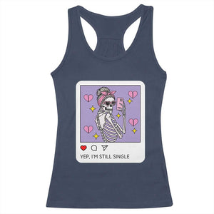 Anti Valentine Racerback Tank Top Funny Skeleton Selfie Meme TS14 Navy Print Your Wear