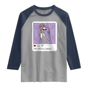 Anti Valentine Raglan Shirt Funny Skeleton Selfie Meme TS14 Sport Gray Navy Print Your Wear