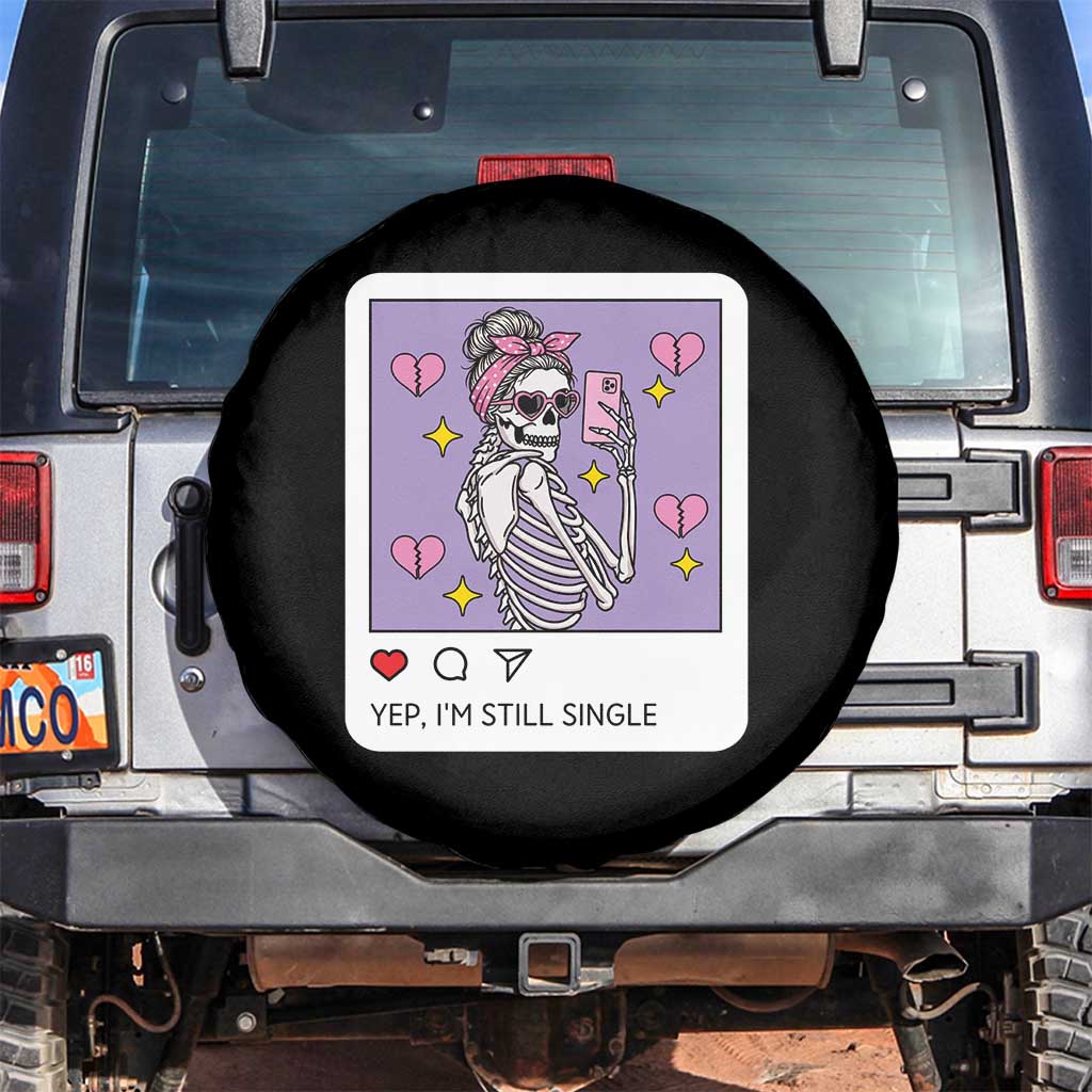 Anti Valentine Spare Tire Cover Funny Skeleton Selfie Meme TS14 No hole Black Print Your Wear