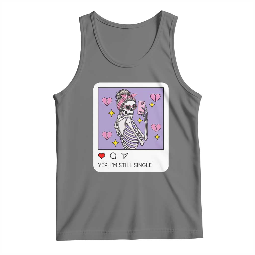 Anti Valentine Tank Top Funny Skeleton Selfie Meme TS14 Black Heather Print Your Wear
