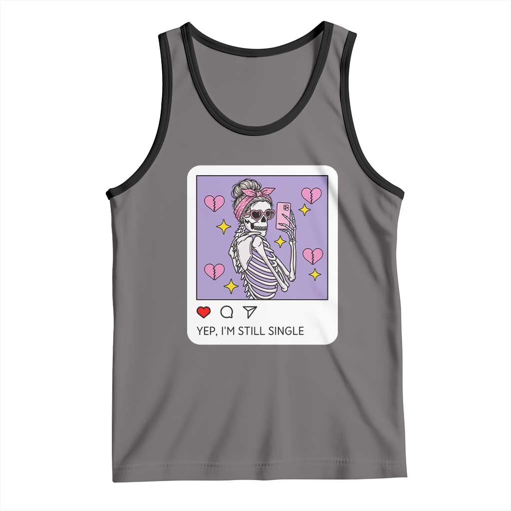 Anti Valentine Tank Top Funny Skeleton Selfie Meme TS14 Deep Heather Black Print Your Wear