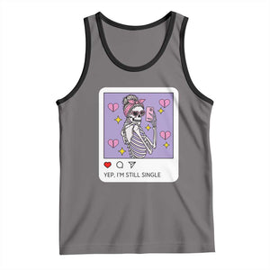 Anti Valentine Tank Top Funny Skeleton Selfie Meme TS14 Deep Heather Black Print Your Wear