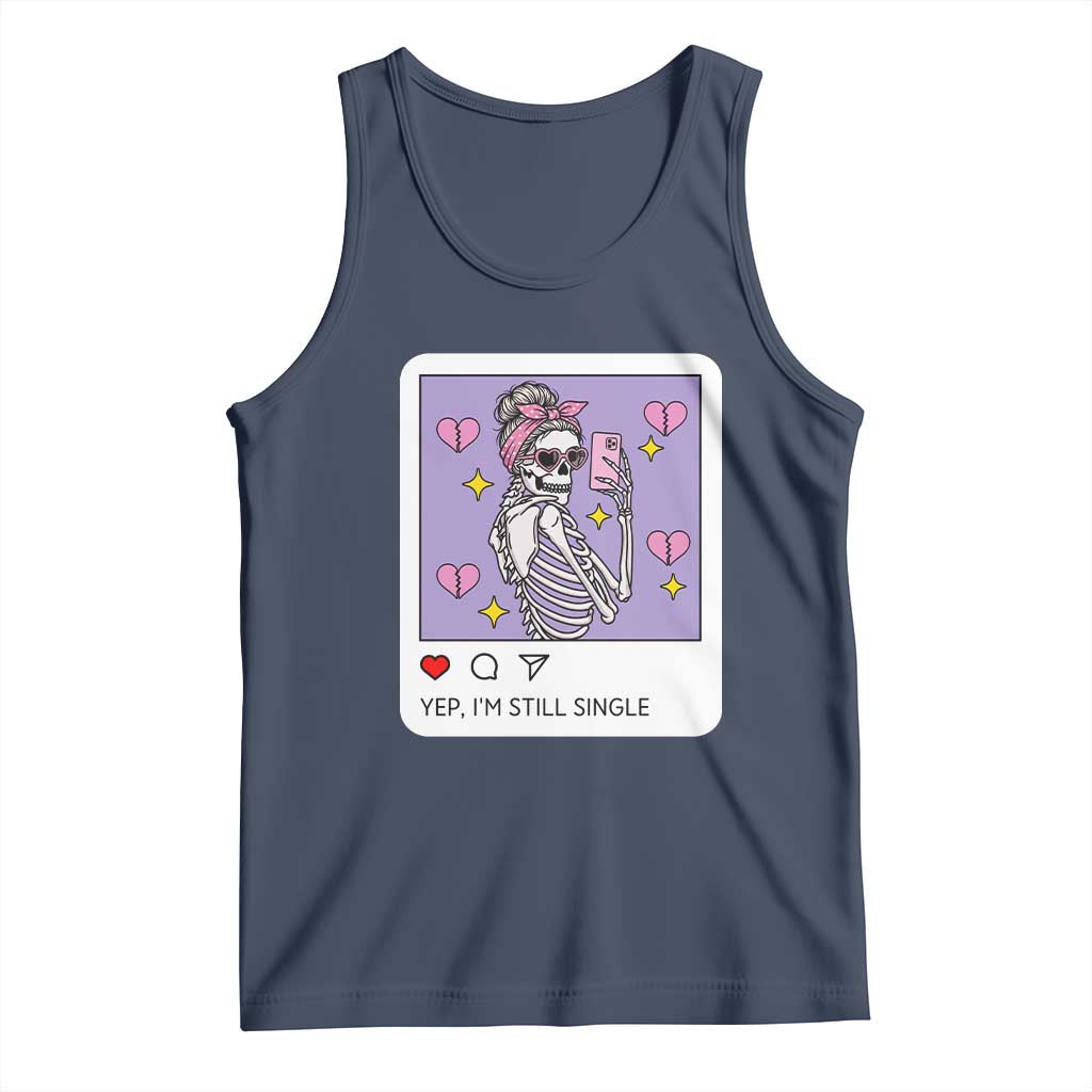 Anti Valentine Tank Top Funny Skeleton Selfie Meme TS14 Navy Print Your Wear