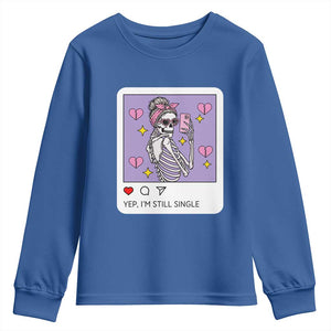Anti Valentine Youth Sweatshirt Funny Skeleton Selfie Meme TS14 Royal Blue Print Your Wear