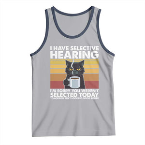 Funny Black Cat Meme Tank Top I Have Selective Hearing You Were Not Selected Today TS14 Athletic Heather Navy Print Your Wear