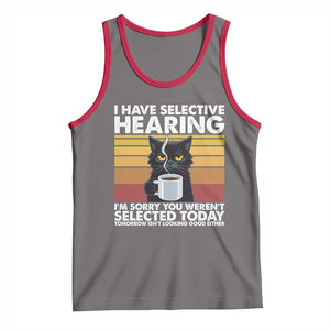Funny Black Cat Meme Tank Top I Have Selective Hearing You Were Not Selected Today TS14 Deep Heather Red Print Your Wear