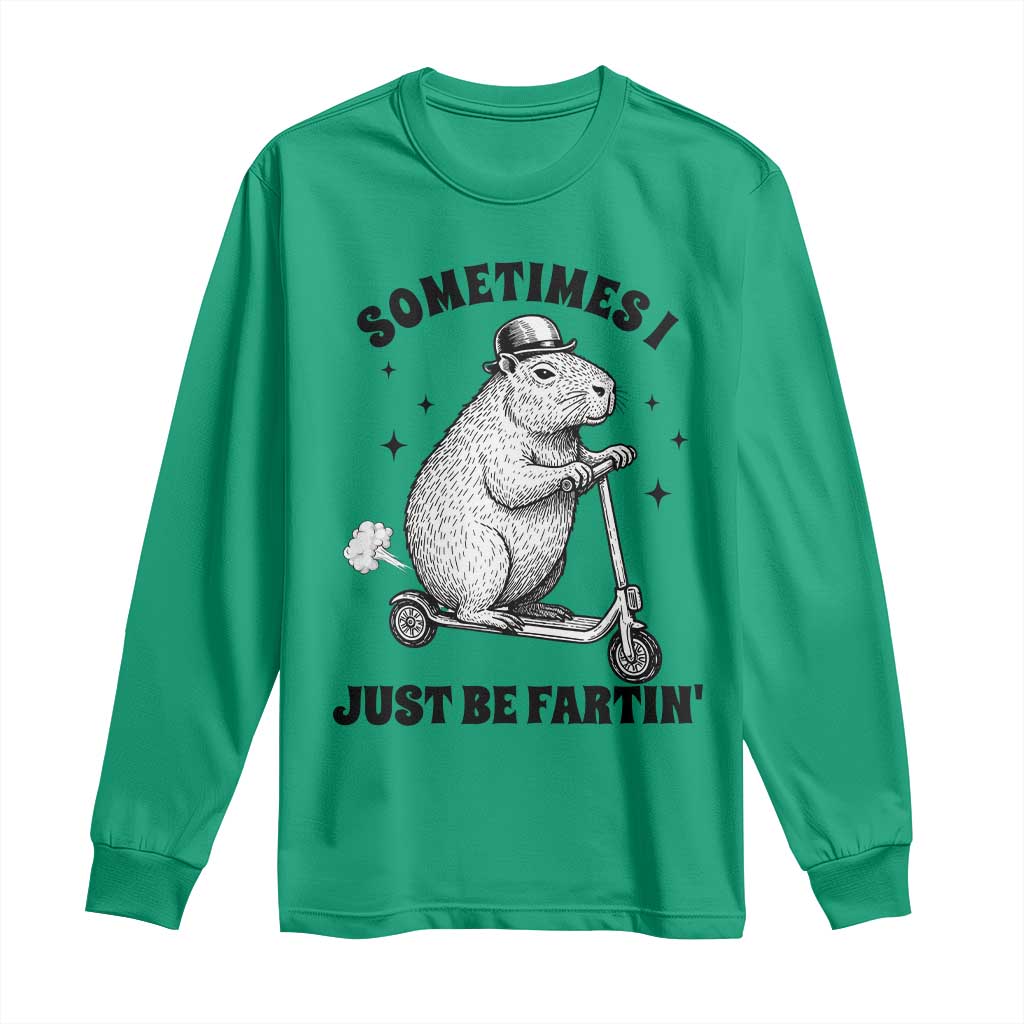 Funny Groundhog Scooter Long Sleeve Shirt Sometimes I Just Be Fartin TS14 Irish Green Print Your Wear