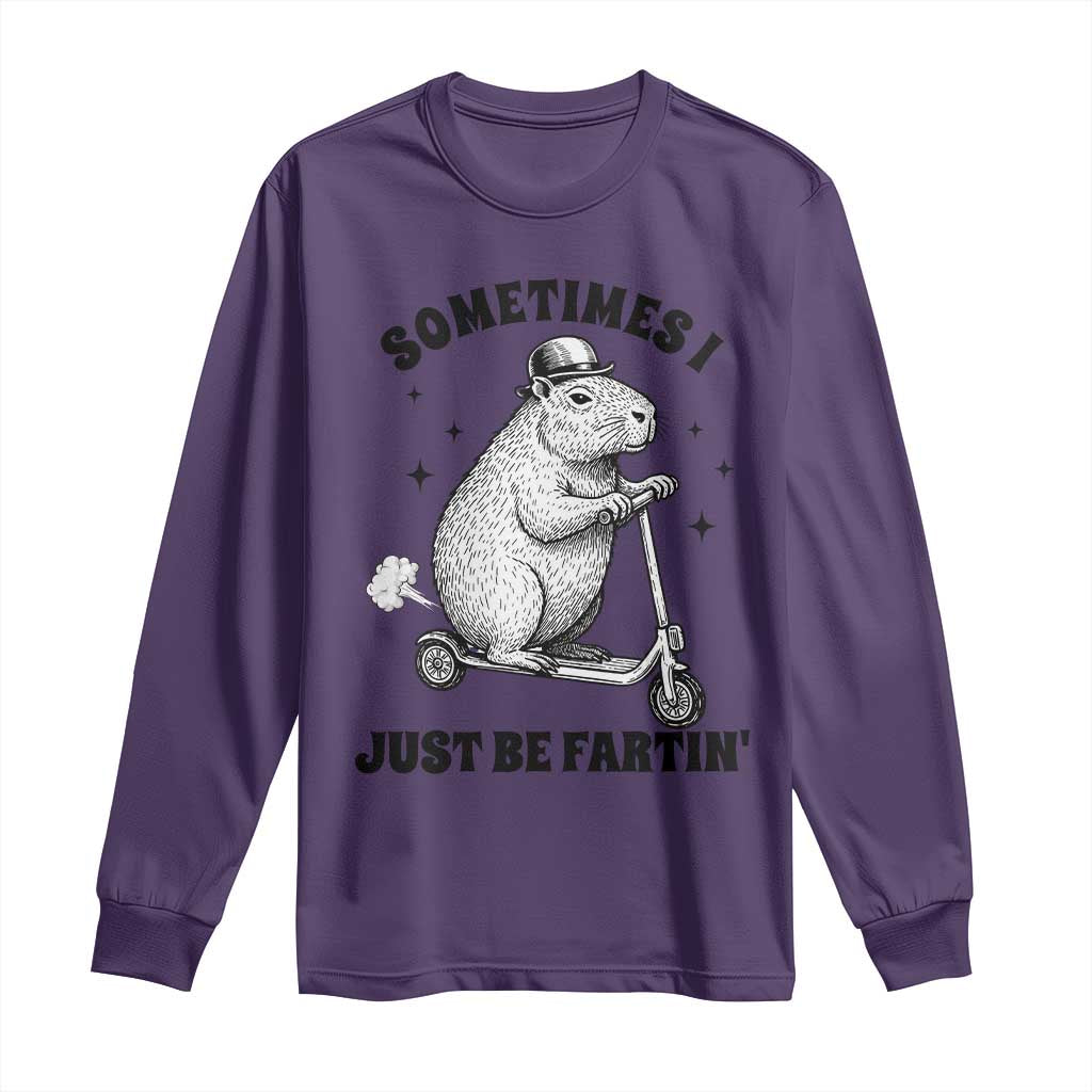 Funny Groundhog Scooter Long Sleeve Shirt Sometimes I Just Be Fartin TS14 Purple Print Your Wear