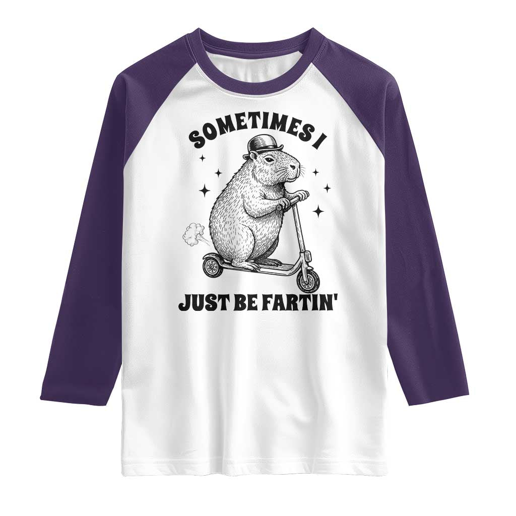Funny Groundhog Scooter Raglan Shirt Sometimes I Just Be Fartin TS14 White Purple Print Your Wear