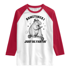 Funny Groundhog Scooter Raglan Shirt Sometimes I Just Be Fartin TS14 White Red Print Your Wear