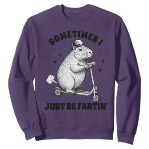 Funny Groundhog Scooter Sweatshirt Sometimes I Just Be Fartin TS14 Purple Print Your Wear