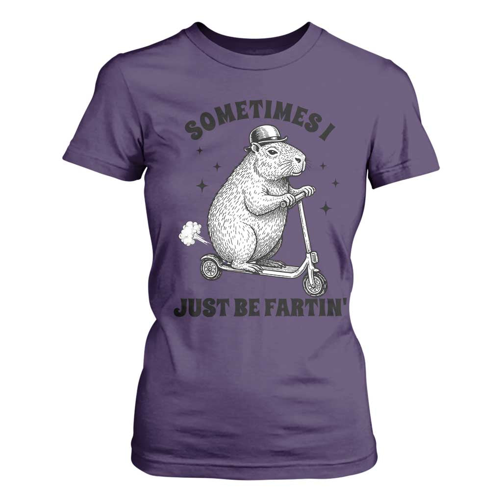 Funny Groundhog Scooter T Shirt For Women Sometimes I Just Be Fartin TS14 Purple Print Your Wear
