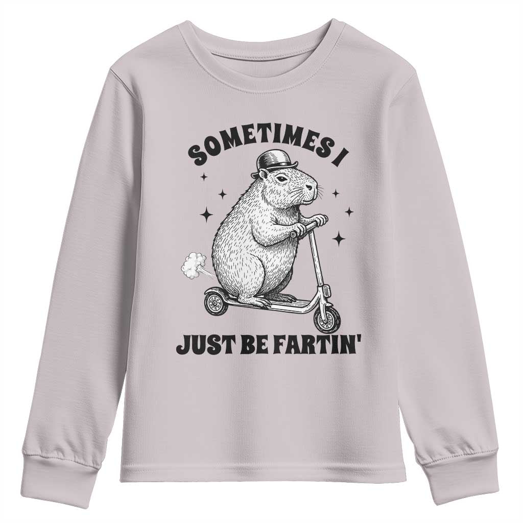 Funny Groundhog Scooter Youth Sweatshirt Sometimes I Just Be Fartin TS14 Ice Gray Print Your Wear