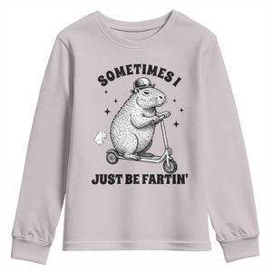 Funny Groundhog Scooter Youth Sweatshirt Sometimes I Just Be Fartin TS14 Ice Gray Print Your Wear