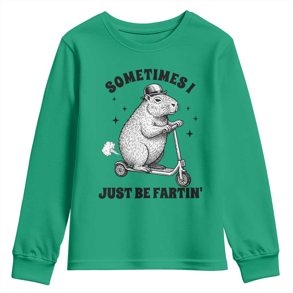 Funny Groundhog Scooter Youth Sweatshirt Sometimes I Just Be Fartin TS14 Irish Green Print Your Wear