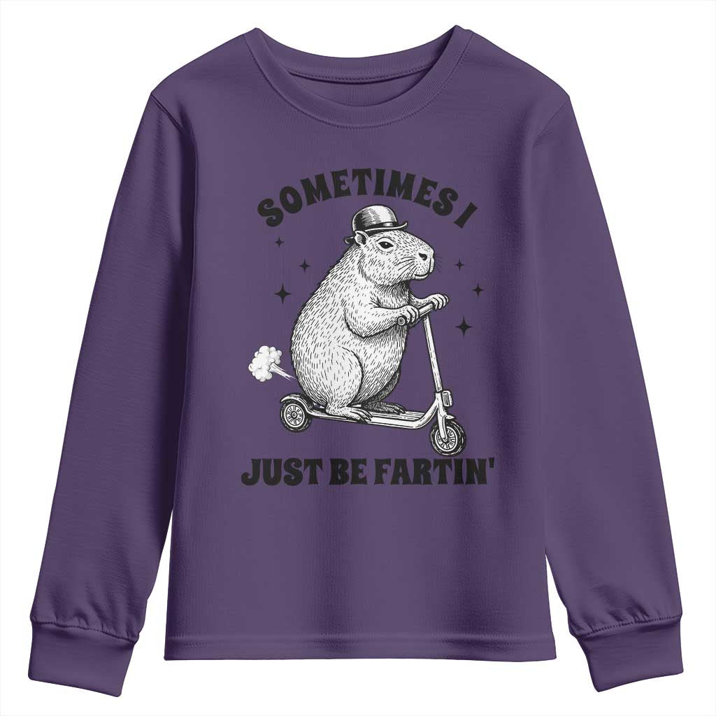Funny Groundhog Scooter Youth Sweatshirt Sometimes I Just Be Fartin TS14 Purple Print Your Wear