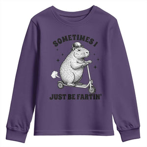 Funny Groundhog Scooter Youth Sweatshirt Sometimes I Just Be Fartin TS14 Purple Print Your Wear