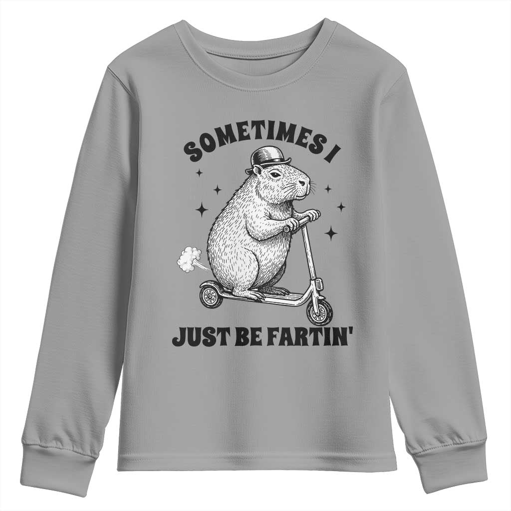 Funny Groundhog Scooter Youth Sweatshirt Sometimes I Just Be Fartin TS14 Sport Gray Print Your Wear