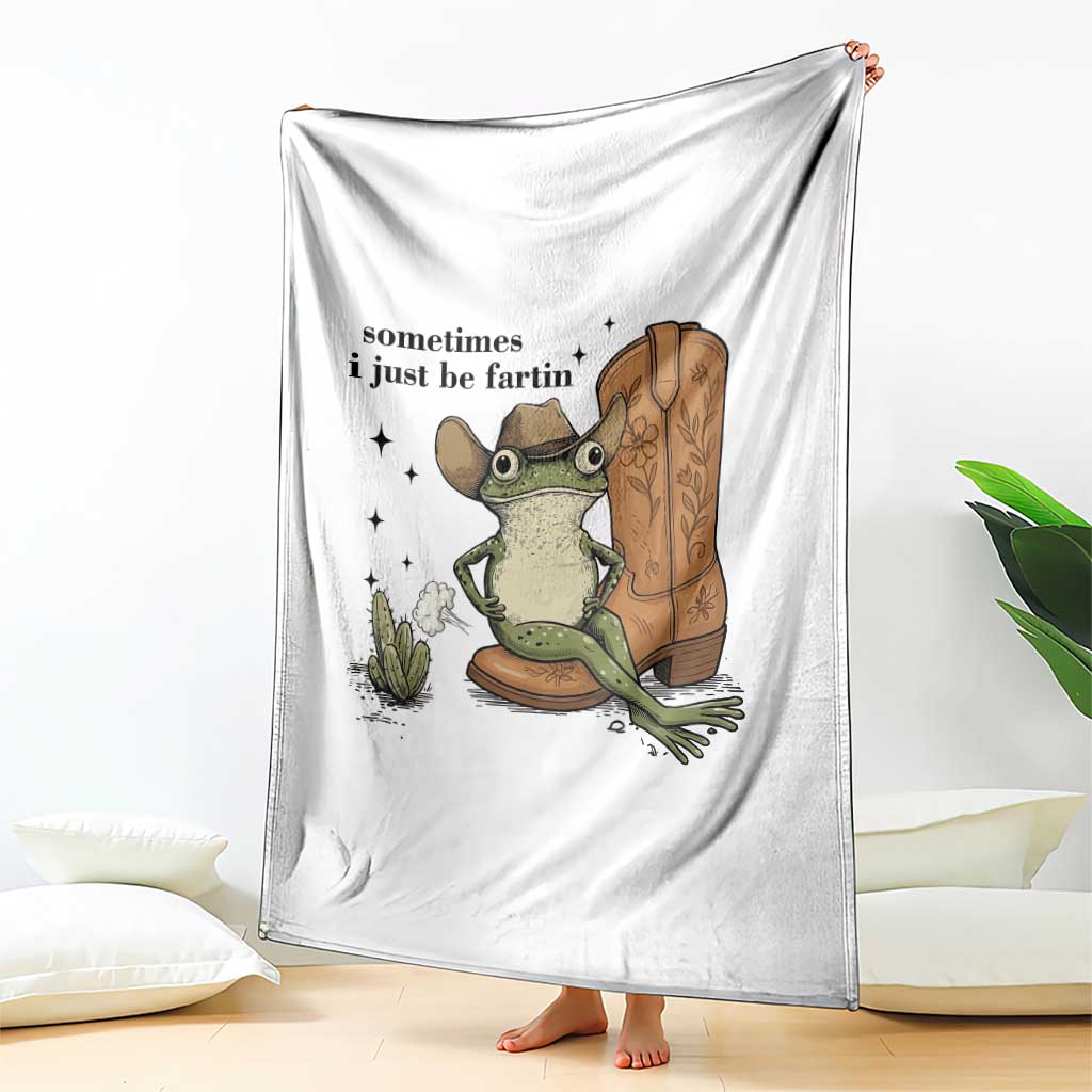 Funny Cowboy Frog Throw Blanket Sometimes I Just Be Fartin TS14 Print Your Wear