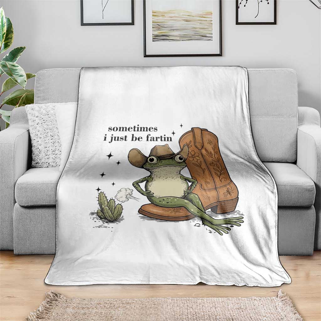 Funny Cowboy Frog Throw Blanket Sometimes I Just Be Fartin TS14 Print Your Wear