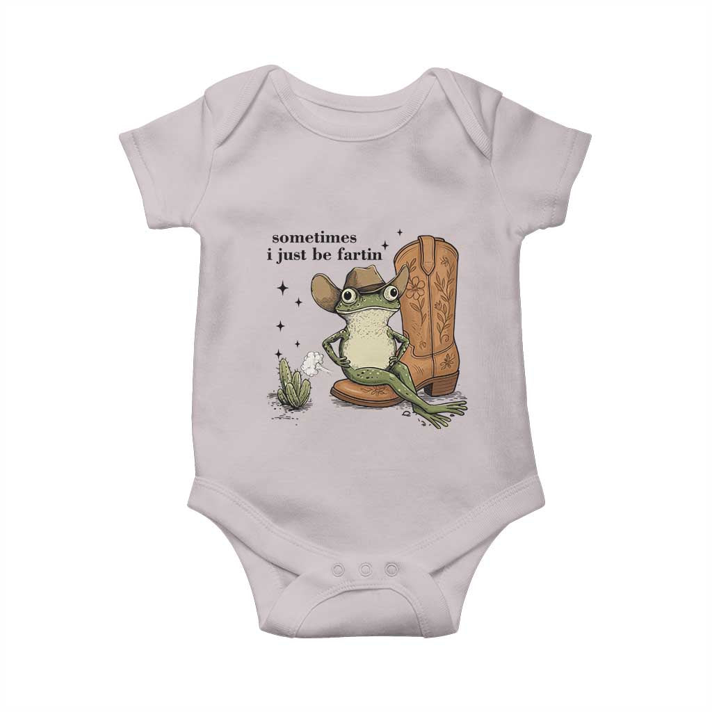 Funny Cowboy Frog Baby Onesie Sometimes I Just Be Fartin TS14 Ice Gray Print Your Wear