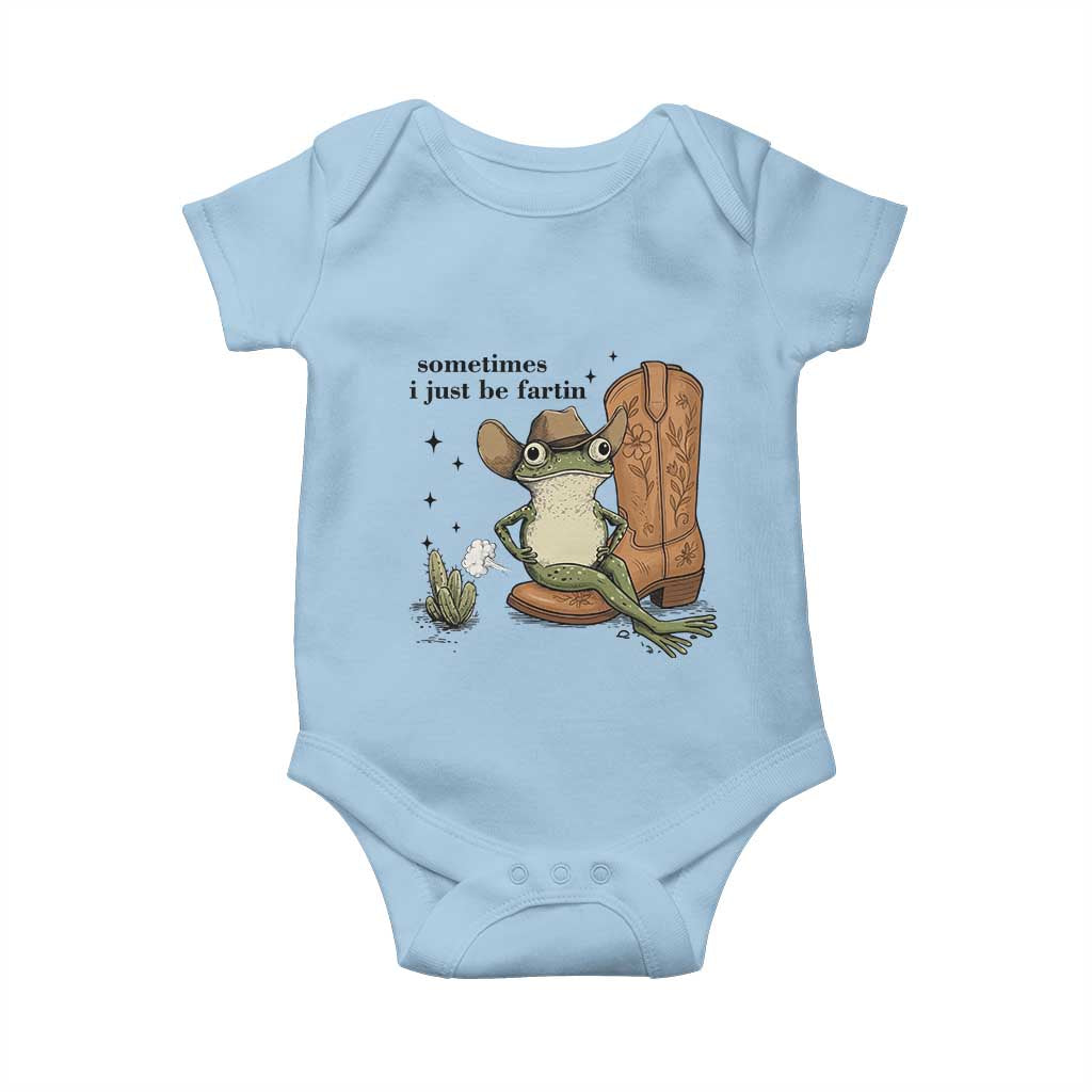 Funny Cowboy Frog Baby Onesie Sometimes I Just Be Fartin TS14 Light Blue Print Your Wear