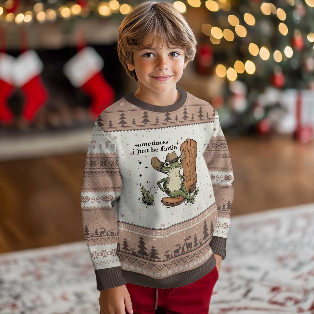 Funny Cowboy Frog Ugly Christmas Sweater Sometimes I Just Be Fartin TS14 Mocha Mousse Print Your Wear
