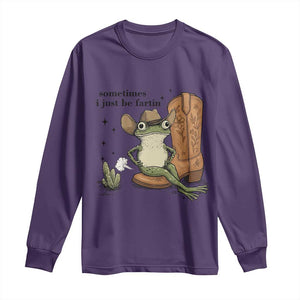Funny Cowboy Frog Long Sleeve Shirt Sometimes I Just Be Fartin TS14 Purple Print Your Wear